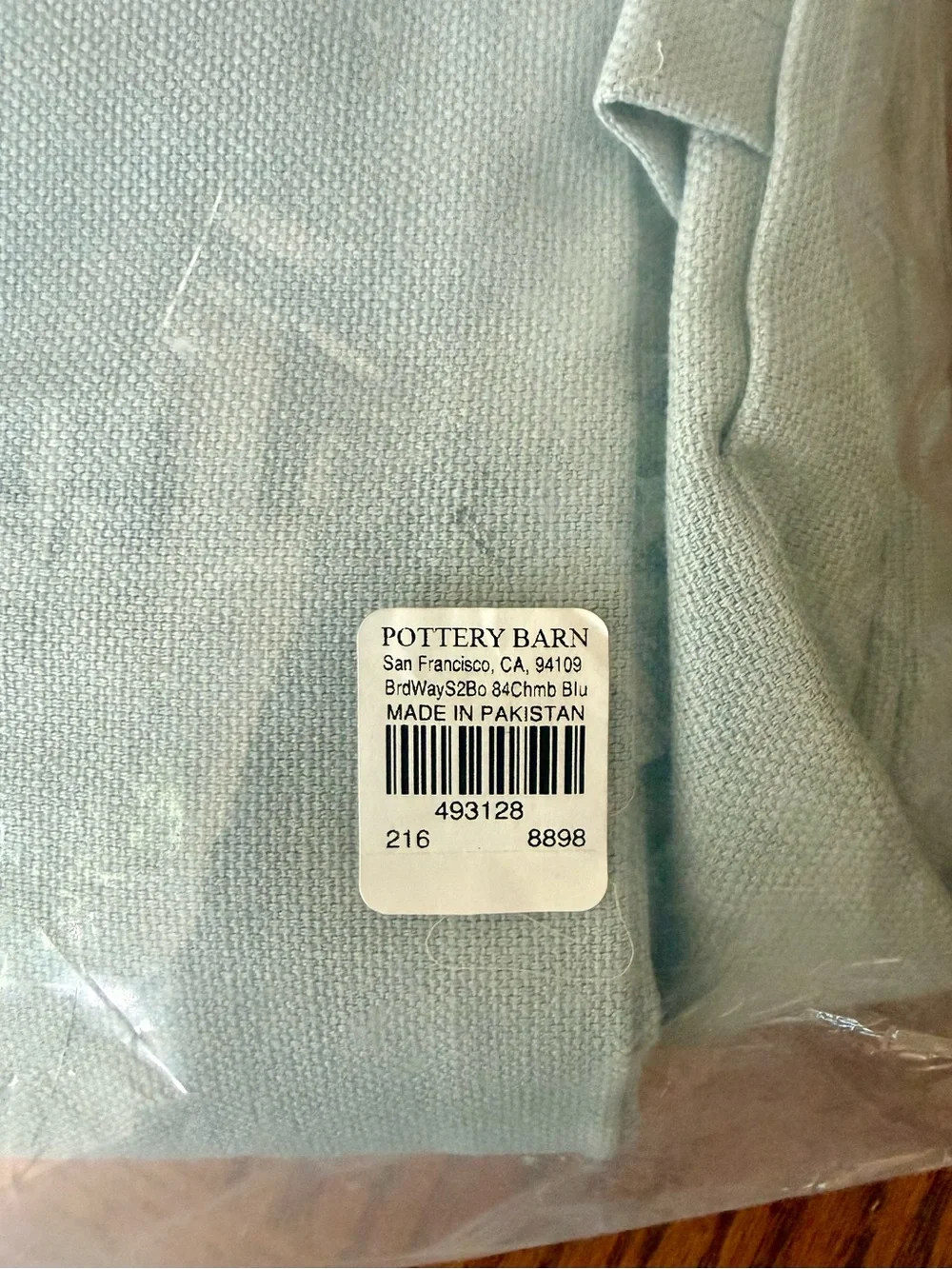 NWT SINGLE Pottery Barn Broadway Chambray Blue Blackout Curtain 50x84 in